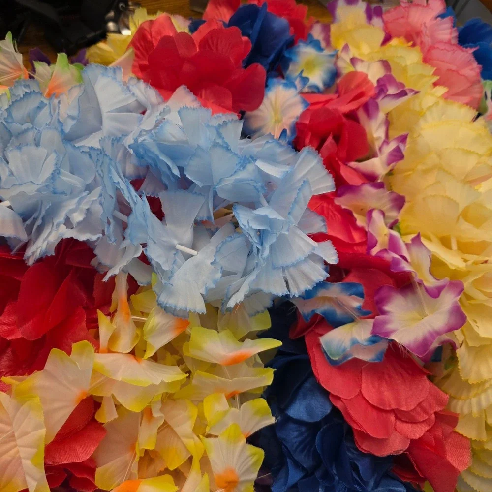 Lot of 24 Hawaiian Flower Leis Multicolor Tropical Luau Party Favors Bulk Set